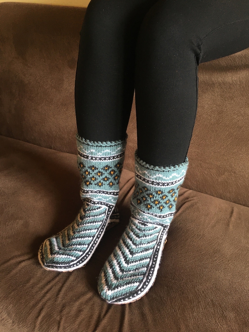 Unisex EU 36 44. Knit Mukluk Slippers With Suede soles. Boho Etsy