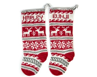 Personalized Holiday Christmas Knit Stocking. Choose Style, Colors, Names. Stocking custom knit. Ethnic Stockings. Shipped from Azerbaijan.