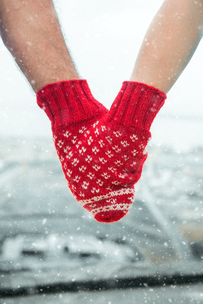 Couples Gloves, Knitted Smittens Mittens Red, Beige, or Black Valentines Gift set of 3. SHIPPED from AZERBAIJAN zdjęcie 4