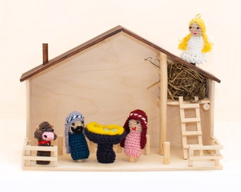 Nativity Finger Puppets Set of 5: Mary, Joseph, Baby Jesus, Angel, Cow. Crocheted Puppets, Christmas Story, Storytelling. SHIPPING FROM USA