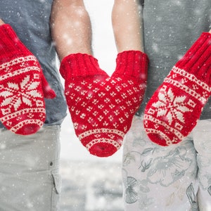 Couples Gloves, Knitted Smittens Mittens Red, Beige, or Black Valentines Gift set of 3. SHIPPED from AZERBAIJAN zdjęcie 5