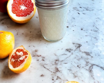 Grapefruit & Mangosteen Soy Wood Wick Candle, Refreshing Citrus Candle, Wooden Wick