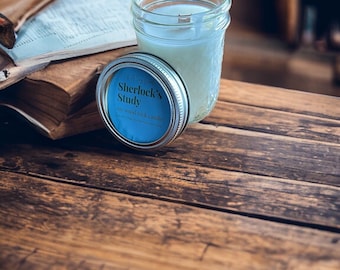 NEW: Sherlock’s Study Soy Wood Wick Candle // Masculine // Vegan // Jar Candle