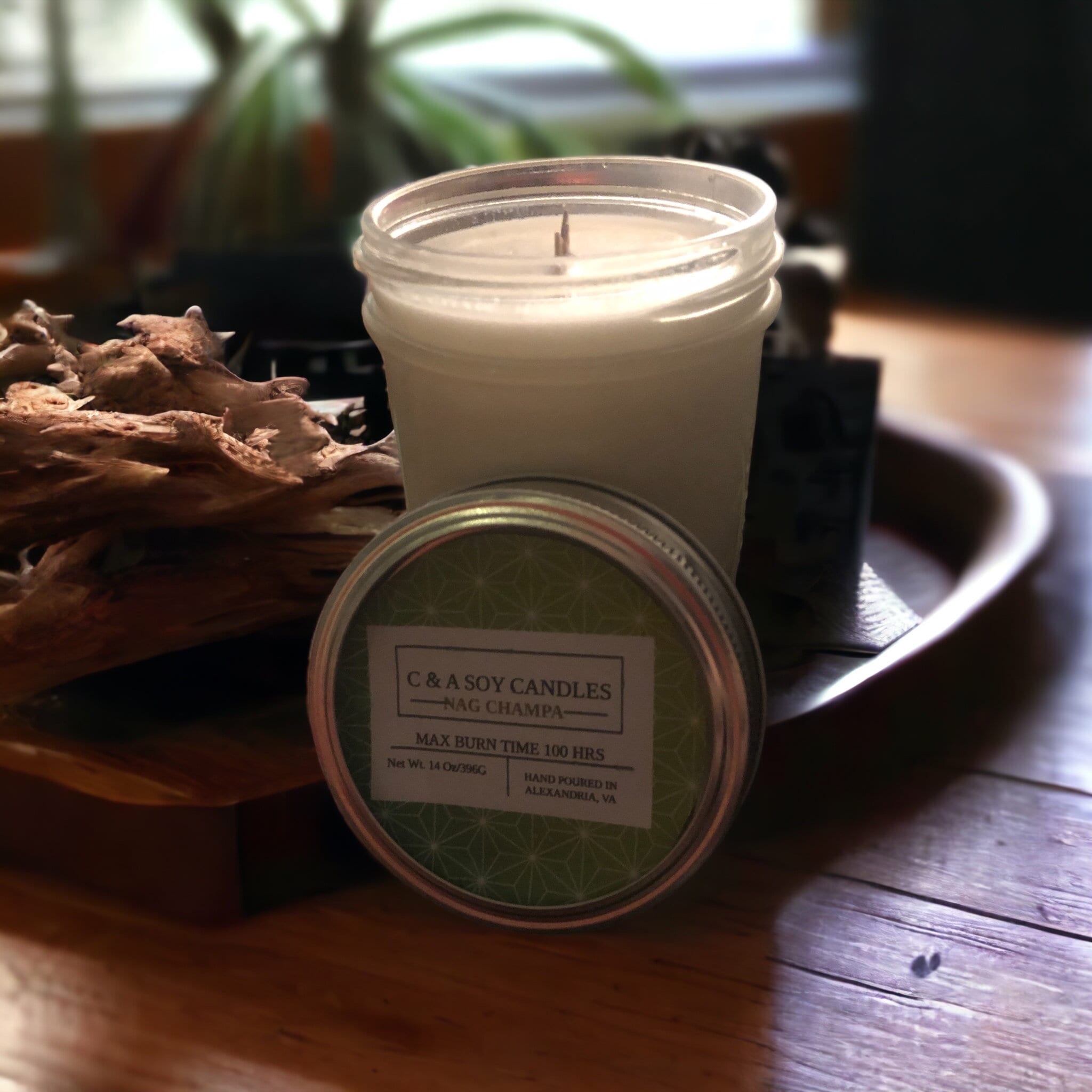 Nag Champa Hand Poured Soy Wood Wick Candle // Incense // Vegan