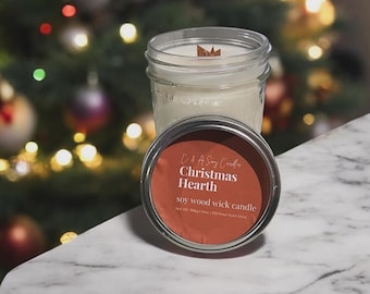 Christmas Hearth Soy Wood Wick Candle // Perfect Christmas Candle // Winter Candle // Vegan