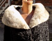 REDUCED Vintage Genuine PERSIAN LAMBSWOOL Hess Coat with Blue Fox Collar