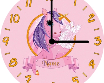 21 25) CHILDREN'S CLOCK WALL CLOCK UNICORN - Ø 29 cm - also with name