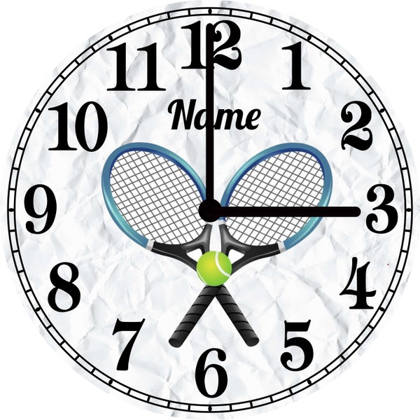 67 54) Horloge murale en verre motif d’horloge # tennis # comme personnalisé