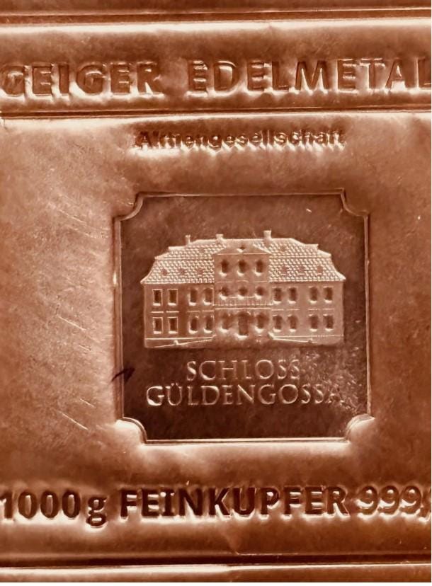 1,000 G Copper Ingots, 1 Kg Bars of the Highest Quality 999/1000