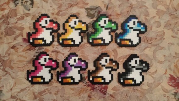 Bebe Yoshi Perler Bead Sprites Retro Mario Bros Nintendo Etsy