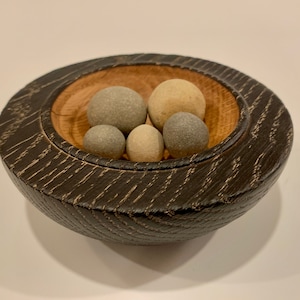 Hand-turned and embellished rustic white oak bowl (4.5&quot; x 1.5&quot;)