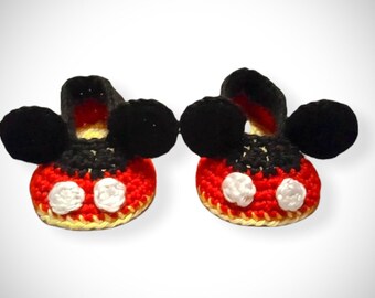 Crochet Pattern for Mickey or Minnie baby booties
