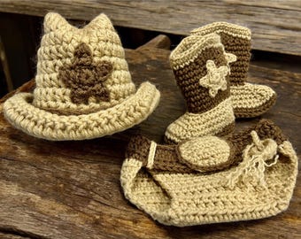 Baby Cowboy Boots and Hat Set with Stars