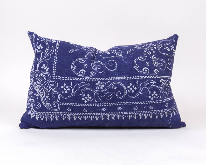 Authentic Vintage Chinese Batik Pillow Blue White Etsy