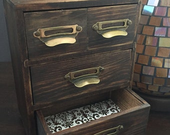 Vintage Card Catalog Jewelry Box