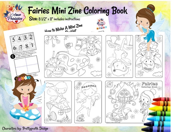 Download Fairies Mini Coloring Book Mini Zine Coloring Zine Etsy