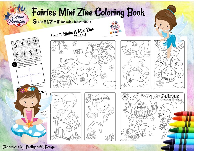 Download Fairies Mini Coloring Book Mini Zine Coloring Zine | Etsy