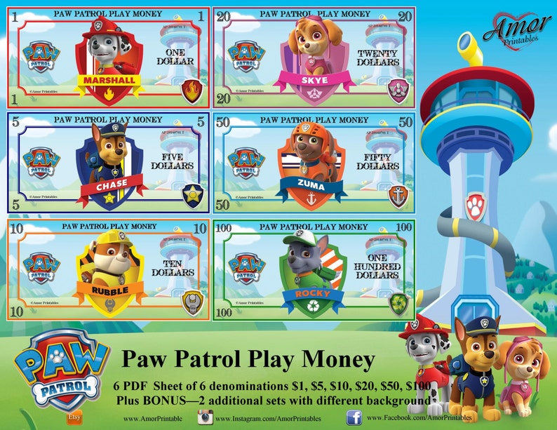 Engage in Economic - Paw Patrol, Package, Printable Online games; Printables Favors, Occasion Printables photograph about Printable Paw Patrol identified as Enjoy Funds - Paw Patrol, Package deal, Printable Game titles; Printables Favors, Celebration Printables