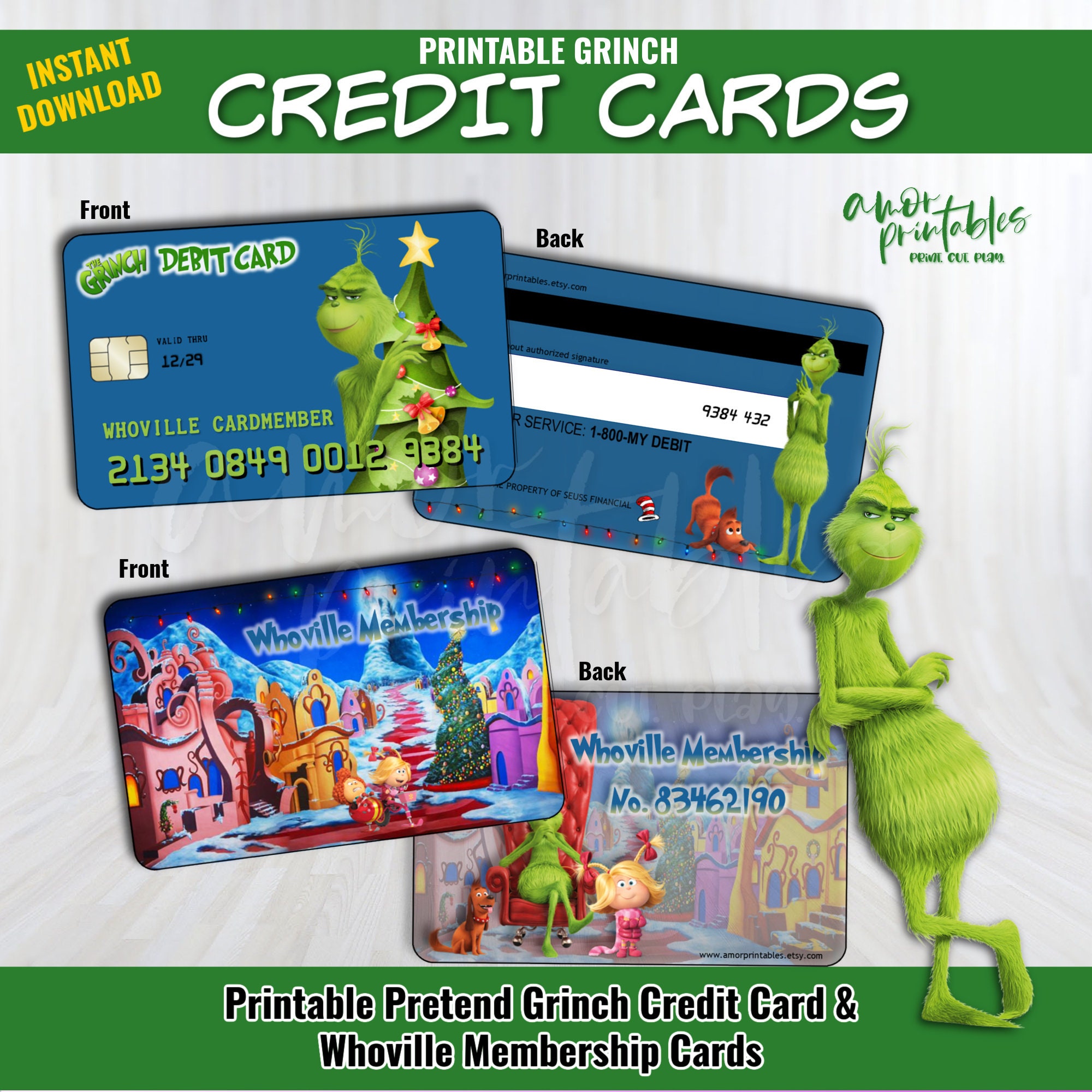 Pretend Credit Card Printable Play Money Holiday Play - Etsy