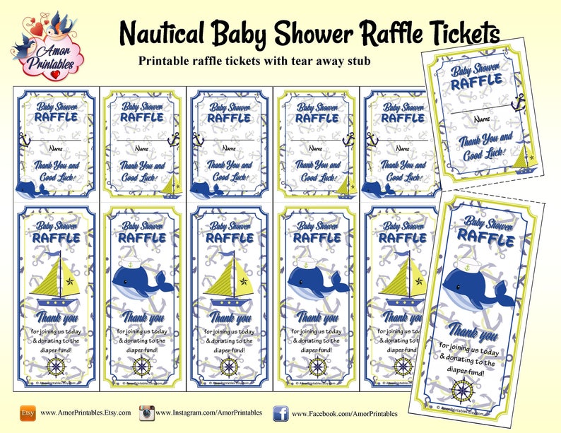 Little one Shower Raffle Tickets Nautical Raffle Tickets Printable Raffle Little one Shower Nautical picture regarding Printable Tickets With Tear-away Stubs referred to as Kid Shower Raffle Tickets Nautical Raffle Tickets Printable Raffle Little one Shower Nautical