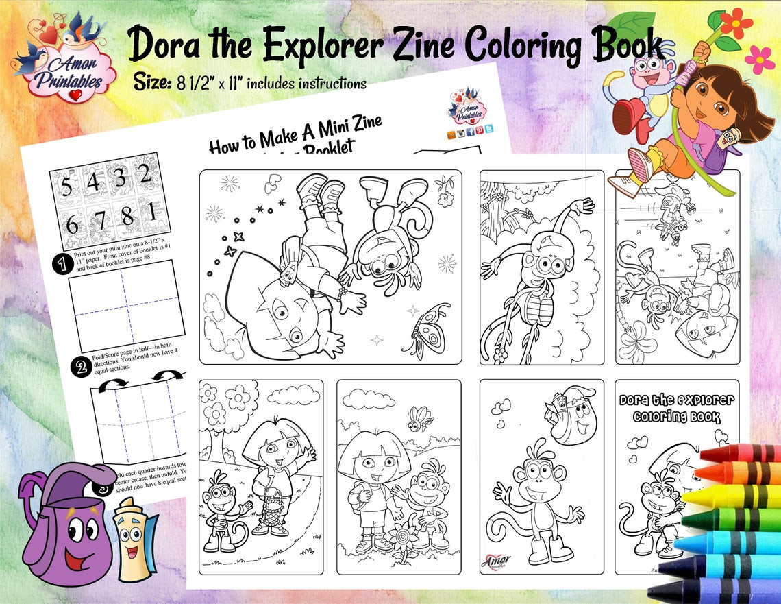 Download Dora the Explorer Mini Coloring Pages Mini Zine Coloring ...