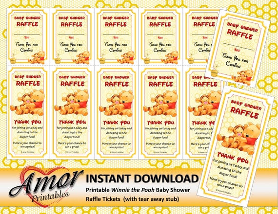 Raffle Tickets Baby Shower Raffle Winnie The Pooh W Tigger Etsy