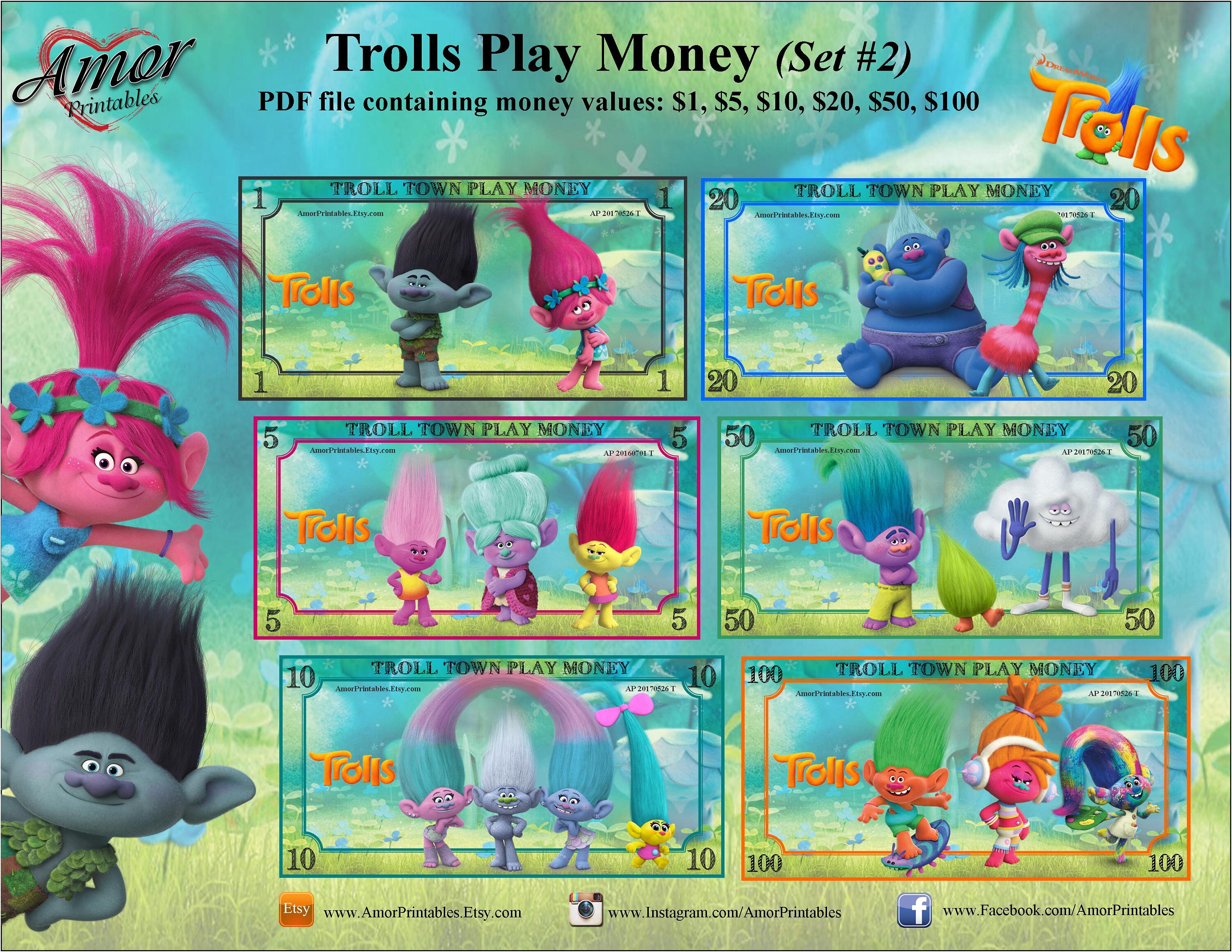 play money trolls money digital trolls printable etsy australia