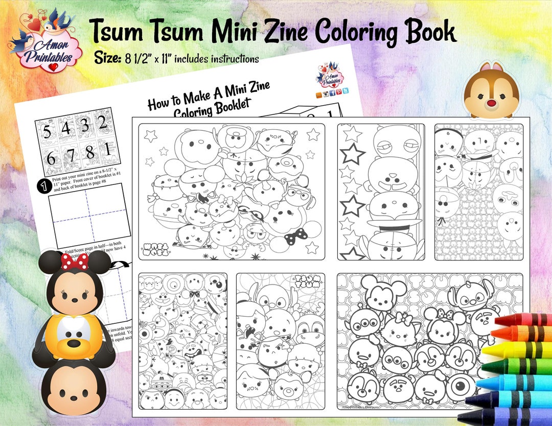 Tsum Tsum Coloring Coloring Zine Mini Coloring Coloring - Etsy Tsum Tsum Coloring Coloring Zine Mini Coloring Coloring - Etsy