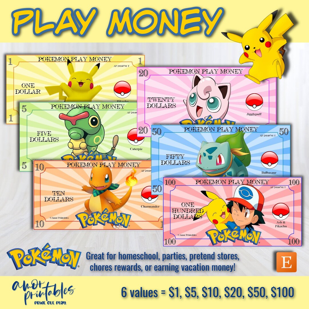 Pokemon Play Money Pokemon Party Pokemon Printables - Etsy Australia