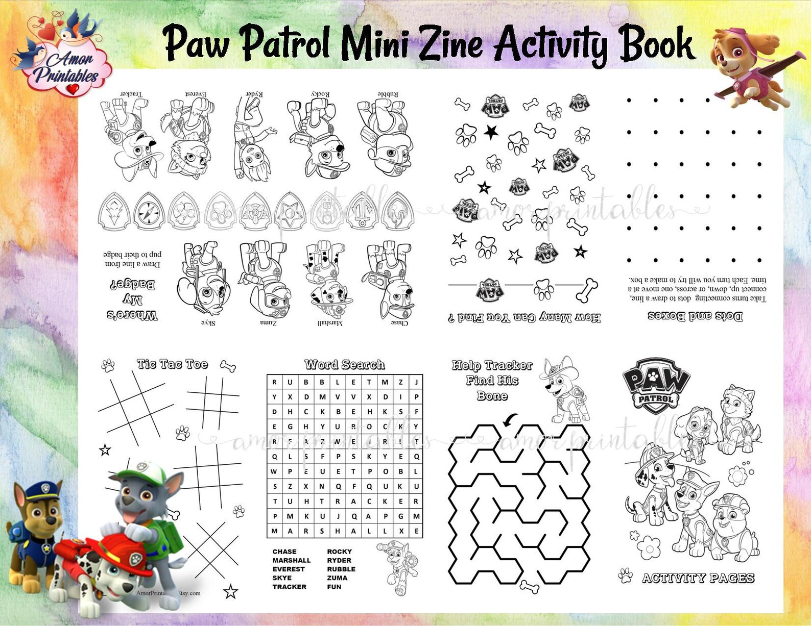 Paw Patrol Coloring Activity Coloring Book Mini Coloring Etsy