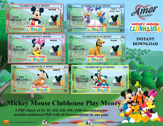 Play Money Mickey Mouse Clubhouse Printable Play Money Party Printables Printable Games - 