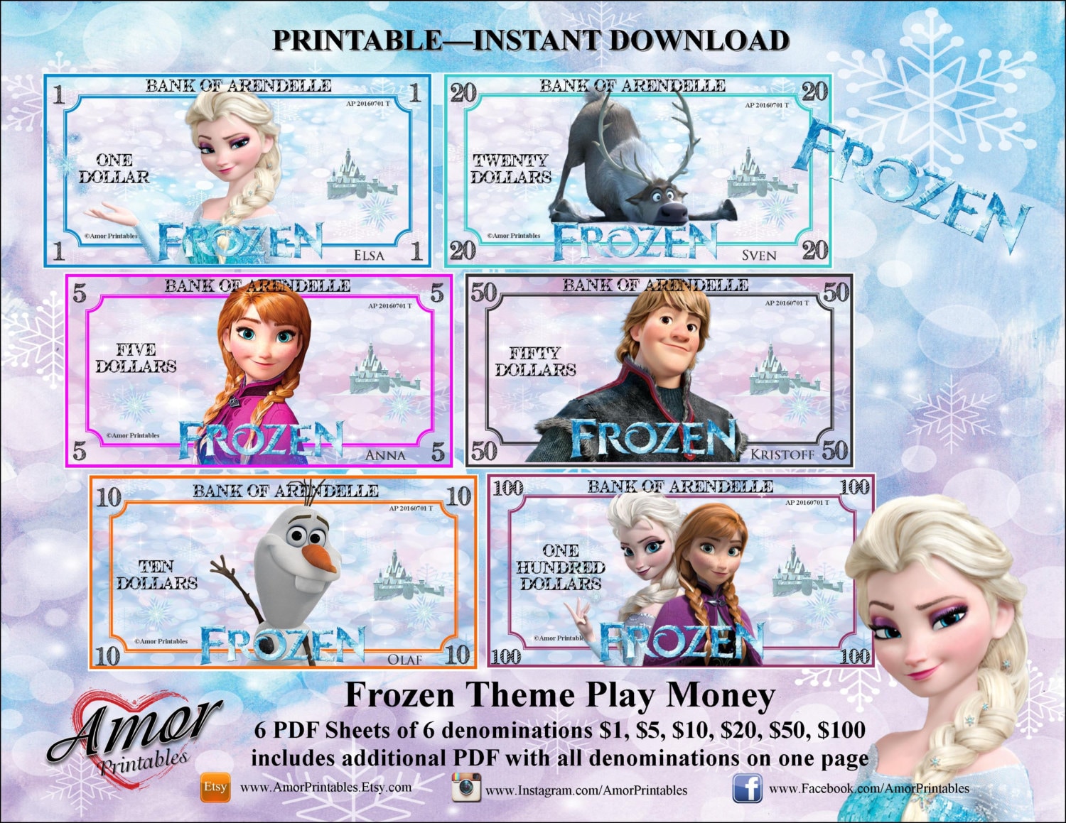 play money frozen frozen party frozen printable frozen etsy