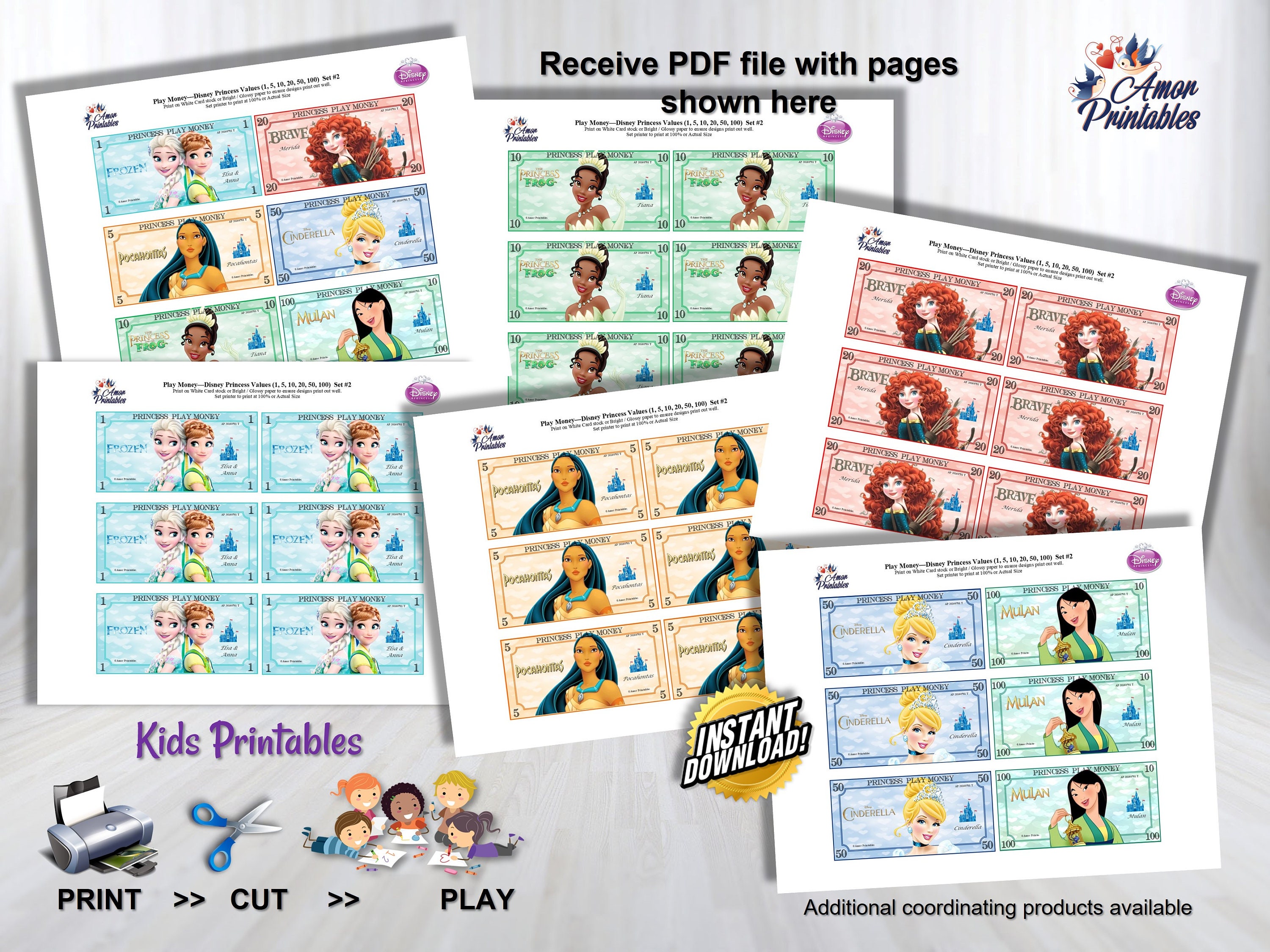 Princess Play Money Learning Money Rewards Money Pretend - Etsy