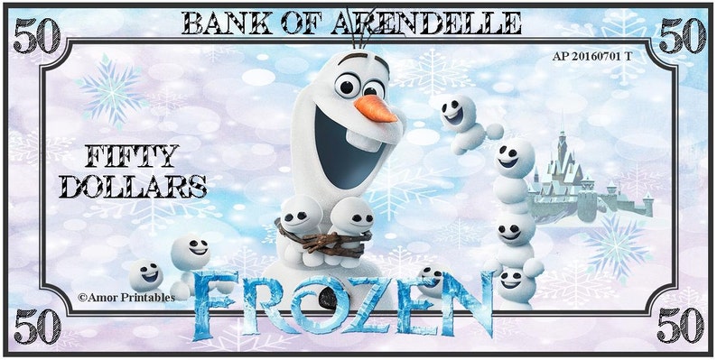 Play Money Frozen Frozen Party Frozen Printable Frozen - Etsy