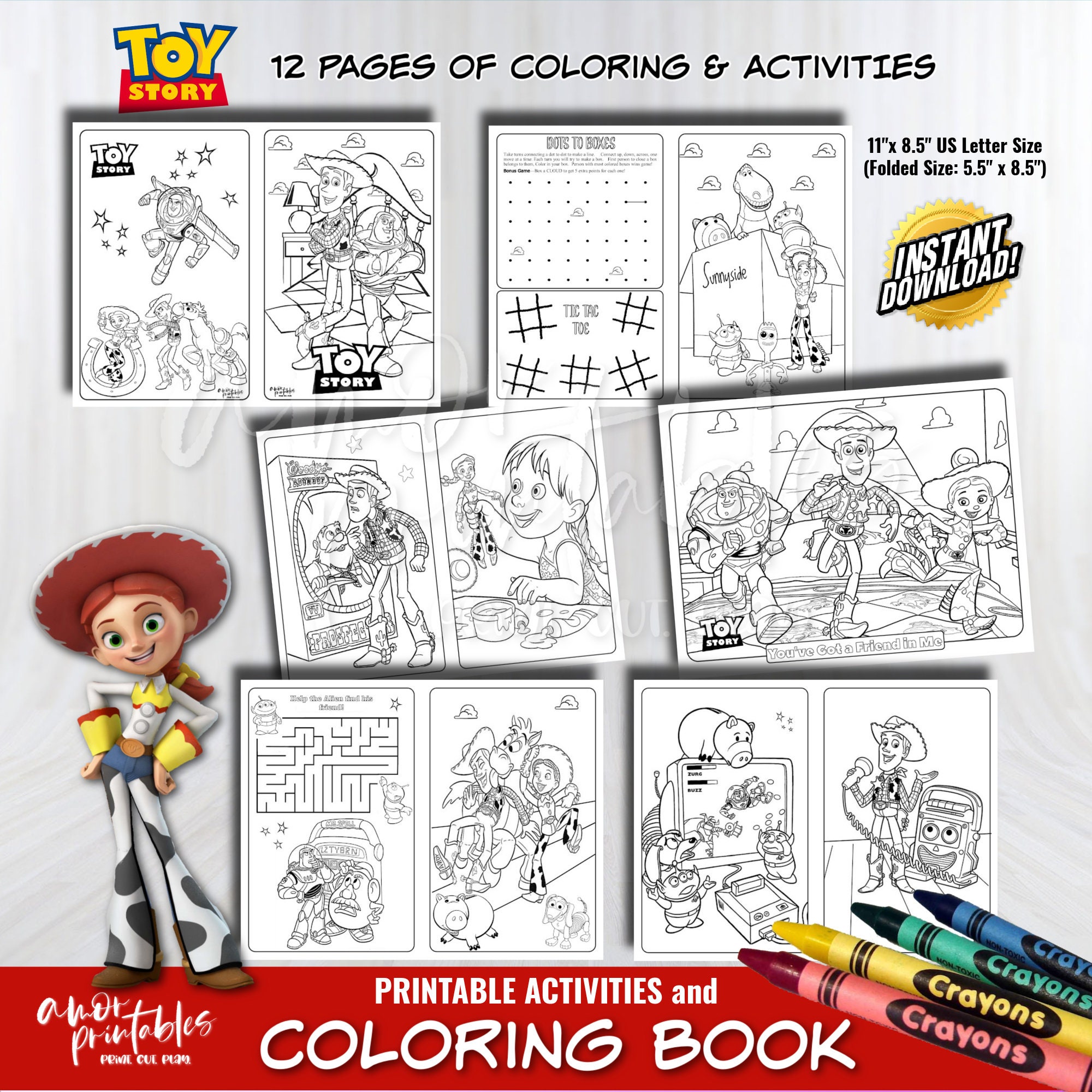 Toy Story Coloring Booklet Coloring Activity Sheet Party - Etsy