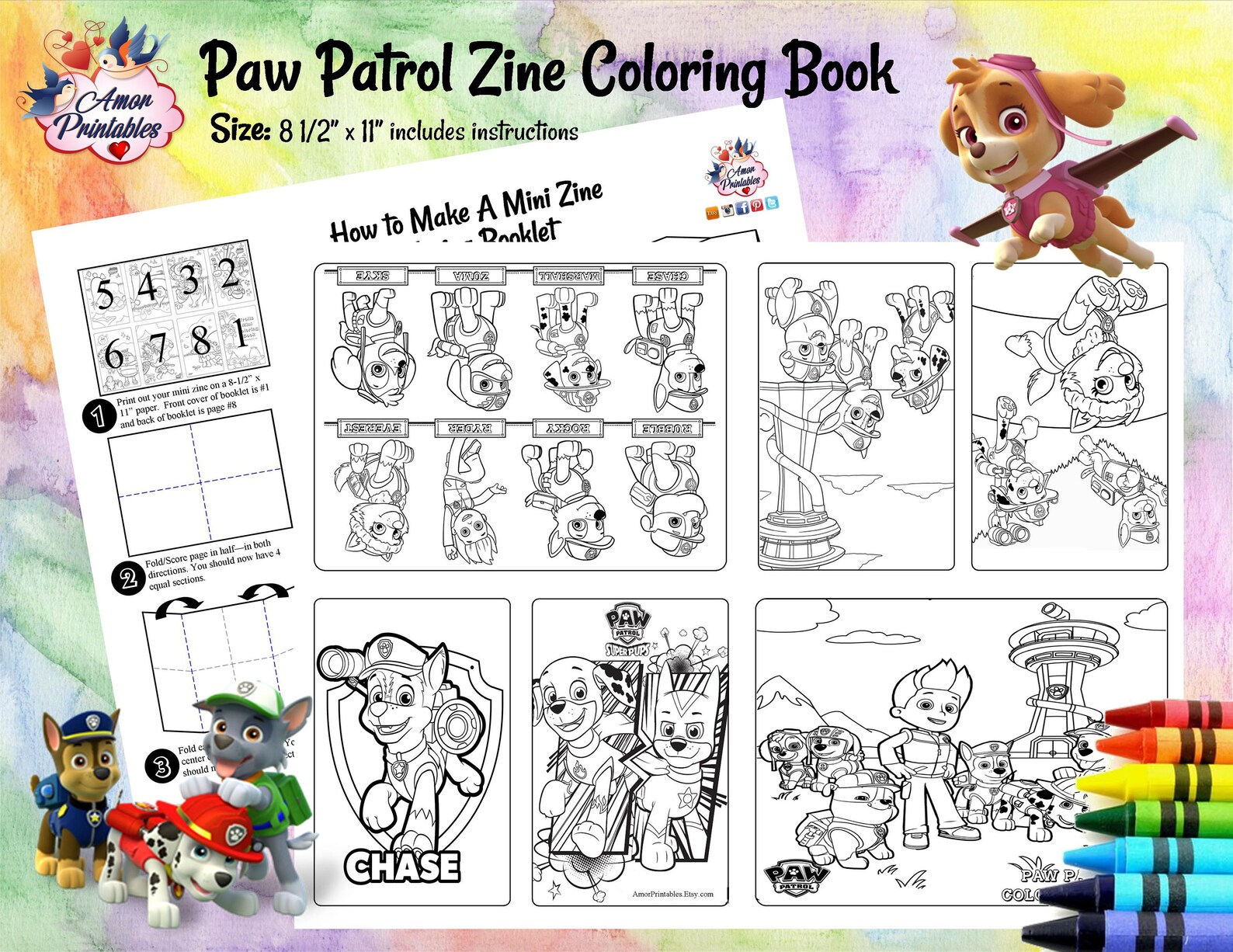 Paw Patrol Coloring Activity Coloring Book Mini Coloring | Etsy