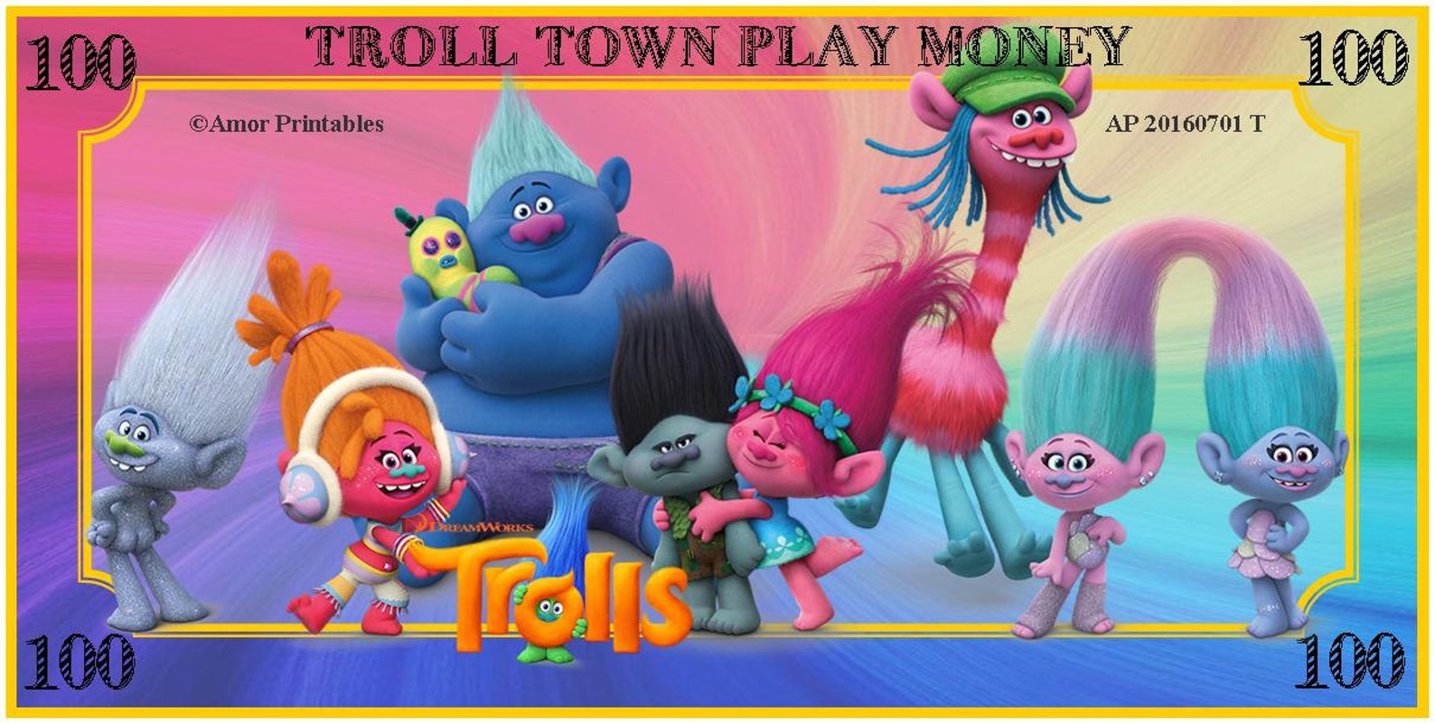 Trolls Play Money Bonus Bookmarks Printable Games Printable - Etsy