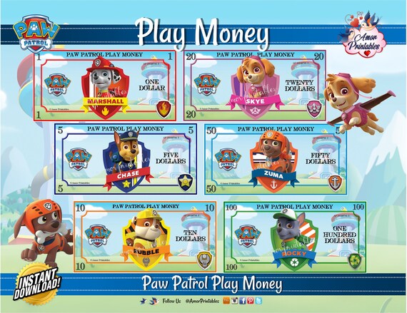 puppy play money party printables rewards money birthday etsy australia