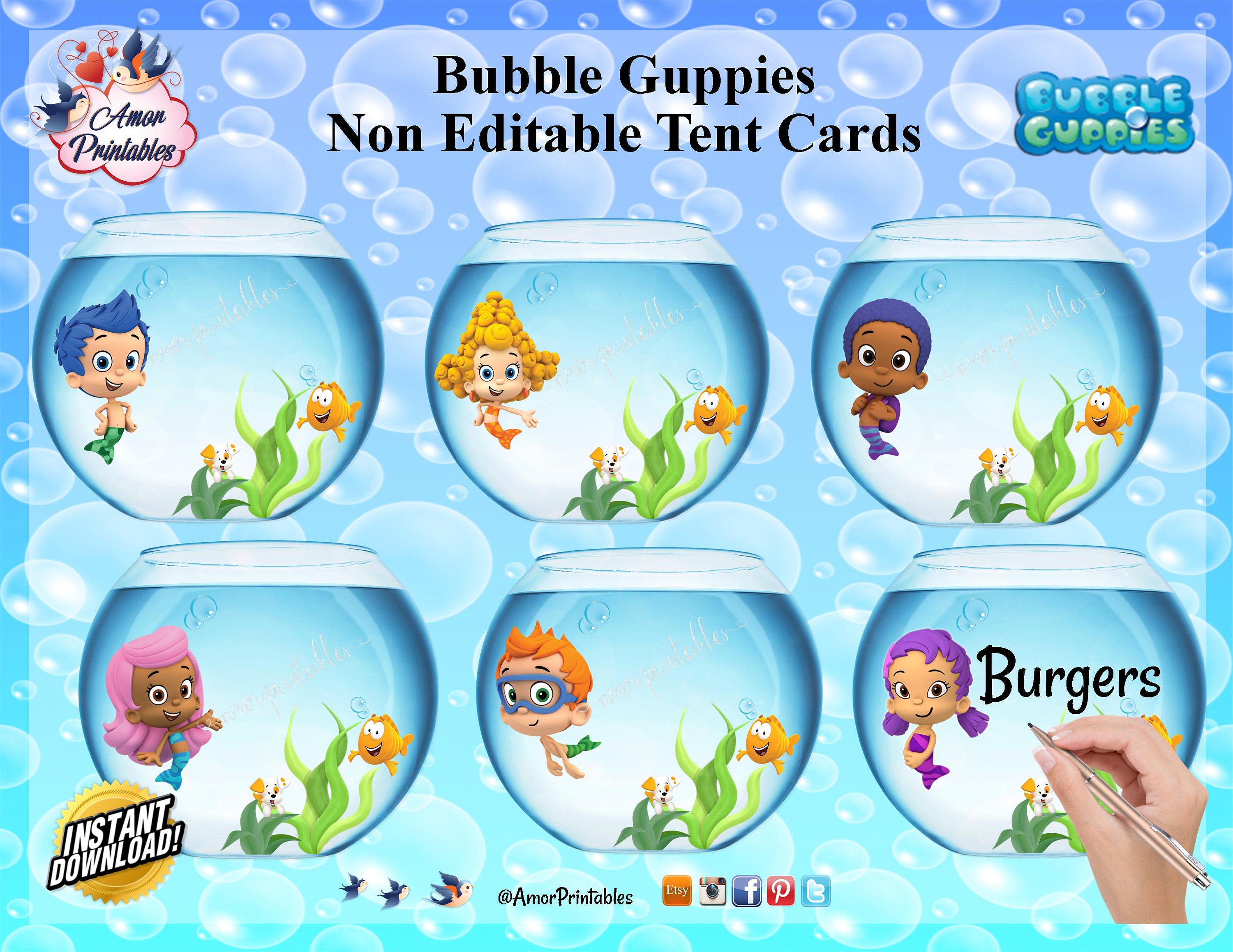 Bubble Guppies Tables Tents Bubble Guppies Printables - Etsy