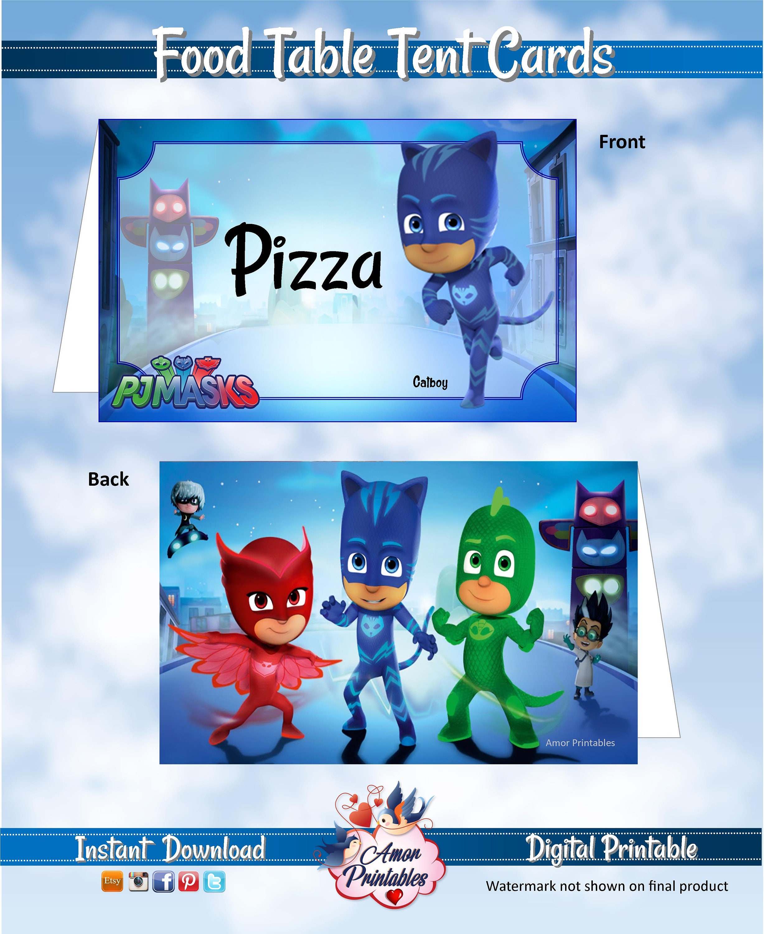 PJ Masks Tables Tents Pj Masks Printables Pj Masks Party - Etsy