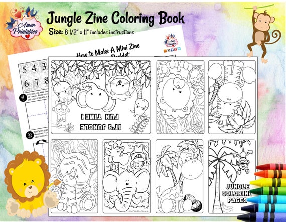 Download Jungle Safari Coloring Pages Mini Zine Coloring Pages Etsy