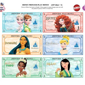 Disney Princess Play Money Party Printables Printable | Etsy