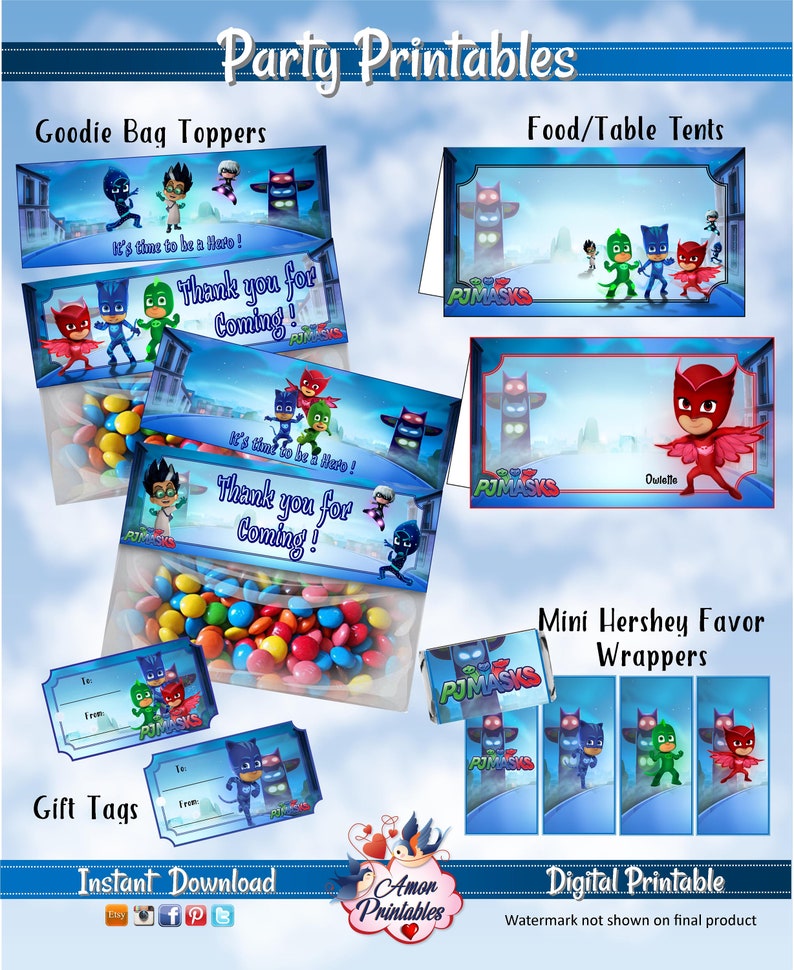 PJ Masks Tables Tents Pj Masks Printables Pj Masks Party Etsy