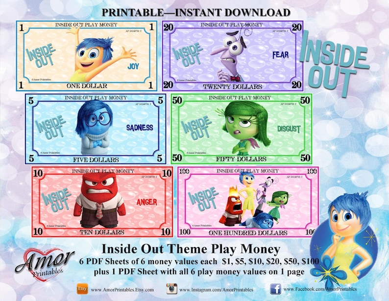 Participate in Fiscal - Inside of Out; Printable Enjoy Funds, Bash Printables; Little ones Dollars; Fake Funds image about Printable Play Money for Kids named Engage in Dollars - Within Out; Printable Participate in Dollars, Occasion Printables; Children Economical; Faux Fiscal