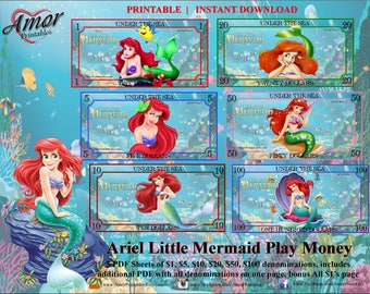 play money little mermaid ariel bonus coloring pages etsy ireland