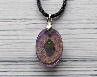 Scarab Beetle Necklace, Beetle in Resin, Resin Jewelry, Real Insect In Resin, Insect in Resin, Insect Necklace, Bug Boho Necklace