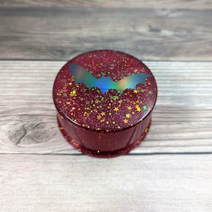 Resin Bat Stash Box, Red Glitter Jewelry Box, Bat Box, Bat Home Decor, Bat Lover Gift, Resin Keepsake Box, Red Jewelry Box