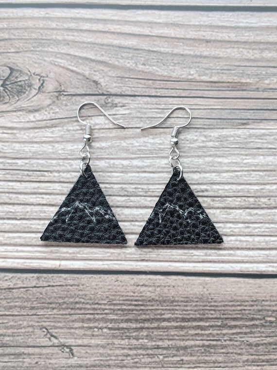 Leather Mountain Earrings Boho Jewelry Faux Leather Nature