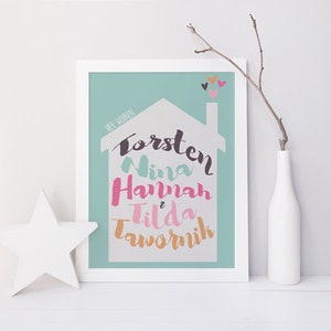 Live here.... Name picture Name picture print DIN A4 Moving, moving in