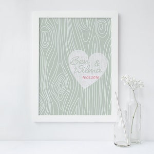 Wedding Gift name tree picture print din A4 image 1